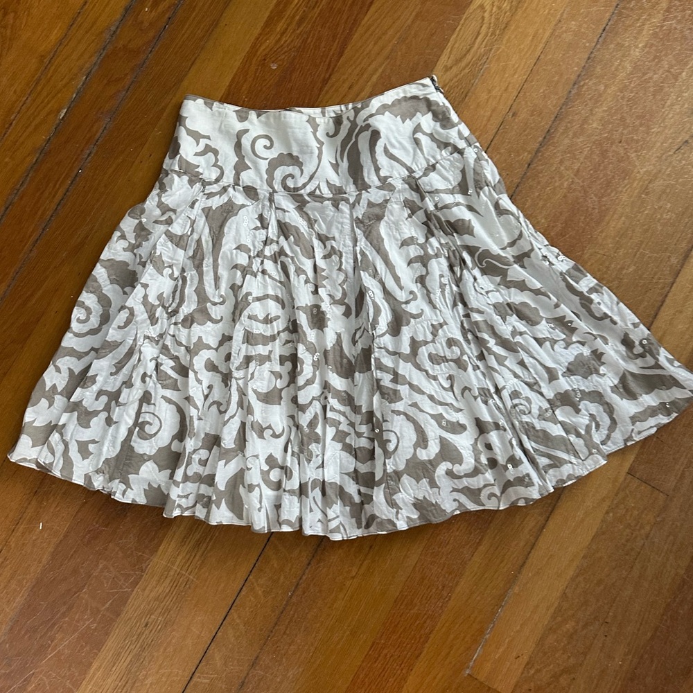 INC International Concepts Cream and Brown A-Line Skirt